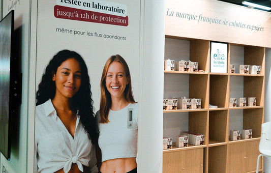 Stand Elia : culotte menstruelle testée en laboratoire et rayon pharmacie de la marque française