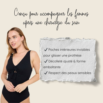 Maillot de bain 1 pièce post-opératoire noir Malou-Bain-Elia Lingerie