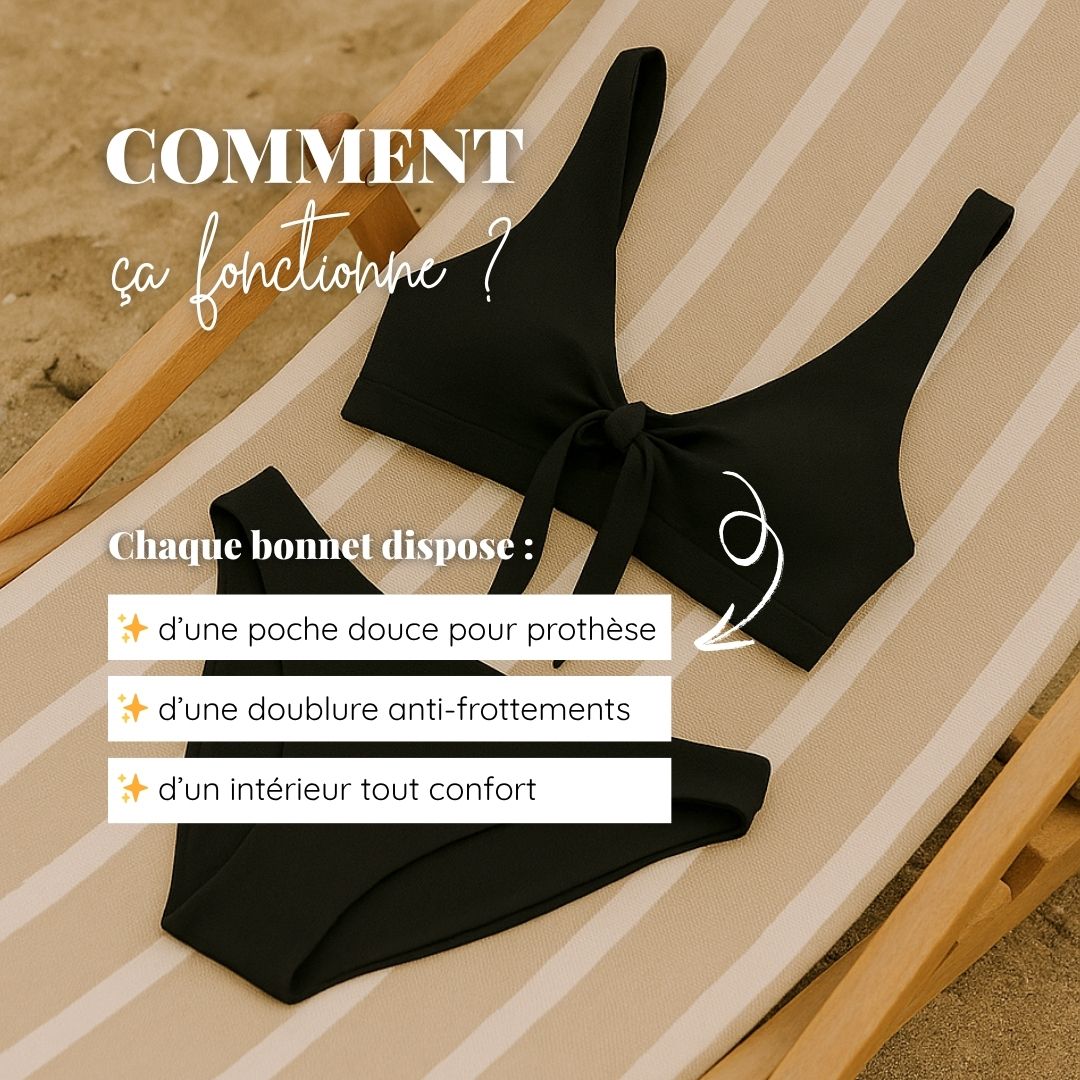 Haut de maillot de bain post-opératoire noir Malou-Bain-Elia Lingerie